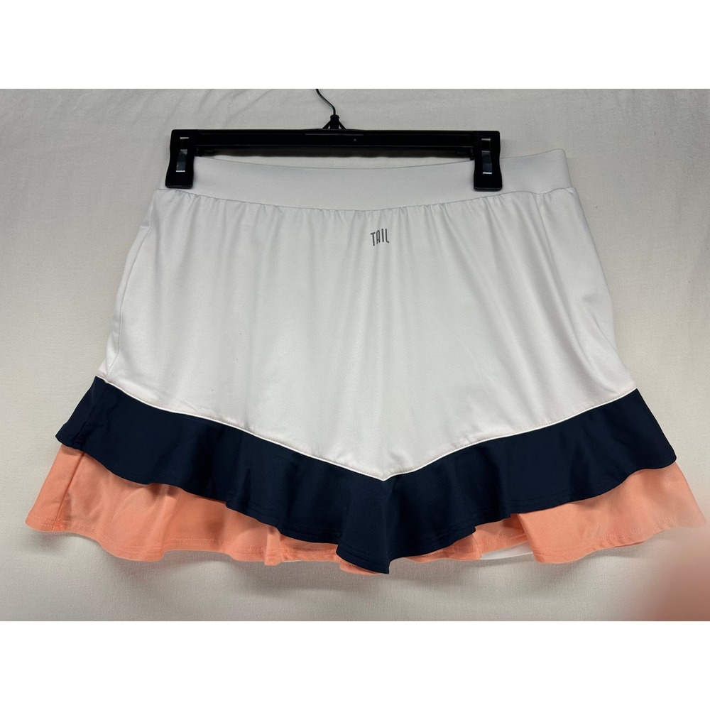 Tail Womens Activewear Skort White Navy Coral Ruffle Tennis Golf Skirt Size M - Picture 3 of 12